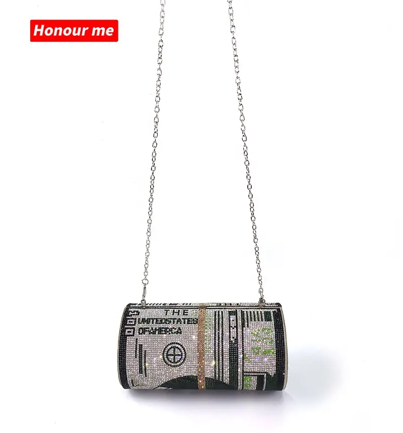 Clutch purse 2024 crystal clutch hand bags Latest fashion 100 dollar bill purse women rhinestone money clutch purse