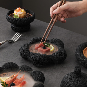 <span class=keywords><strong>Platos</strong></span> creativos de Hotel de estilo japonés, vajilla negra, restaurante de Rock personalizado, <span class=keywords><strong>platos</strong></span> de cocina de ambiente artístico - Product Image 2