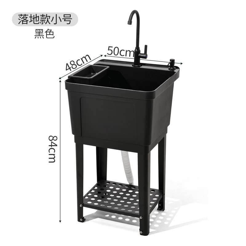 Lavello quadrato di piccole dimensioni-nero-portasapone-portaoggetti