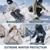 Gants thermiques imperméables à écran tactile pour le ski, le cyclisme, la moto, la conduite et les sports de plein air (vente en gros)