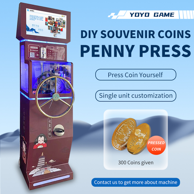 Commemorative Penny Press Machine Electric DIY Souvenir Copper Coin Vending Machines Factory Sale for Auto Show or Museum