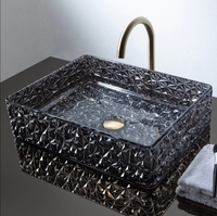 Nouvel Arrivage : Lavabo de Luxe en Verre pour Salle de Bain, Lavabo d'Appoint Artistique en Verre Cristal Fait Main pour Maison et Hôtel
