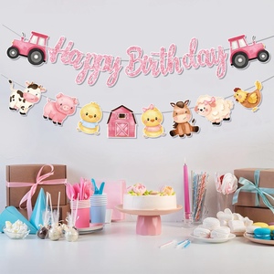 Bannières de fête d'<span class=keywords><strong>anniversaire</strong></span> pour enfants, design sirène de dessin animé avec animaux de <span class=keywords><strong>la</strong></span> jungle, décorations festives en papier, joyeux <span class=keywords><strong>anniversaire</strong></span> - Product Image 3