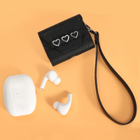Portable Poignet Porte-clés Sangle Pochette Pour Écouteurs De Luxe En Cuir Pu Couverture Logo Personnalisé Écouteur Étui De Protection
