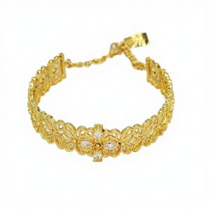 Fashion Jewelry Dubai Exquisite Charming <b>Fine</b> Classic Copper Gold Plated Flower Womens <b>Bangle</b> Gift - Product Image 4