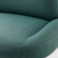 Chaise ergonomique sans accoudoirs en tissu bleu sarcelle chiné pour bureau, siège pivotant réglable en hauteur avec roulettes