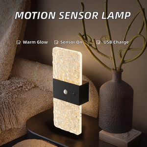 Wireless Magnetic Motion Sensor Night <b>Light</b> USB Rechargeable Textured Acrylic LED Wall Lamp Indoor <b>Corridor</b> Decor Wall <b>Light</b> - Product Image 5