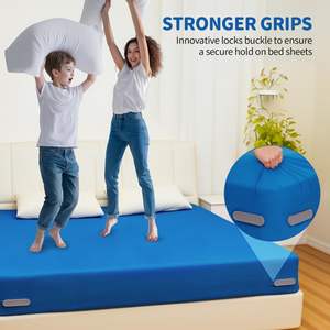 Bed Sheet Holder with Lock Strips Open Corner Heavy Duty <b>Bedsheet</b> Clips with Enhanced Strap No More Loose Sheets - Product Image 3