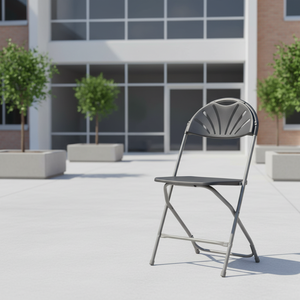 Silla Plegable Moderna Gris para Jardín - Mueble de Exterior Ligero, Duradero, Cómodo y Portátil para Comer y Uso Escolar - Product Image 1