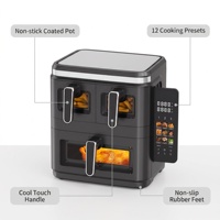 Friteuse à air 3 couches 3000W avec 4L+4L+9L, écran tactile LCD couleur et fenêtre visible