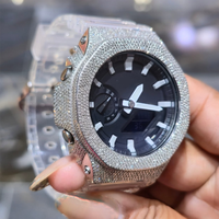 Boîtier de montre GA2100 40mm en cuivre blanc de luxe avec moissanite VVS, haute qualité, fait main, style Hip Hop Iced Out
