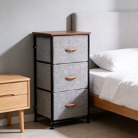 Meuble de rangement personnalisé à tiroirs, table de chevet en tissu non tissé avec cadre métallique, organisateur vertical à trois tiroirs