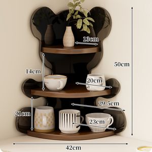 Portabicchieri in Legno a Forma di Orso, Organizzatore a Tre Livelli, Mensola Angolare per Scrivania, Porta Tazze da Caffè e Tè - Product Image 6