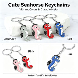 <b>Cute</b> Seahorse Keychains Metal Enamel Cartoon Design 5cm Length Souvenir Accessory custom enamel keychain - Product Image 2