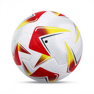 Balón de Fútbol Blanco, Rojo y Amarillo con Patrón de Estrellas, Talla 5, para Entrenamiento y Partido - Product Image 3