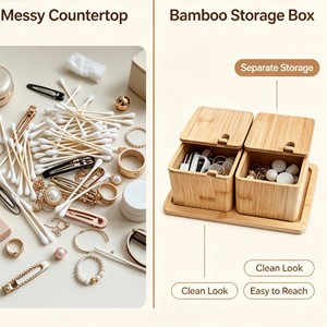 <b>Bamboo</b> Spice Jar Set With Lid Dustproof Condiment Storage <b>Container</b> For Kitchen Use - Product Image 3