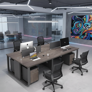 <span class=keywords><strong>Escritorio</strong></span> de Oficina Moderno y Sencillo con Estructura de Acero <span class=keywords><strong>para</strong></span> 4 <span class=keywords><strong>Personas</strong></span>, Combinación de Asientos <span class=keywords><strong>para</strong></span> 1 Persona, Combinación Libre, Uso Comercial, Edificio de Oficinas - Product Image 4