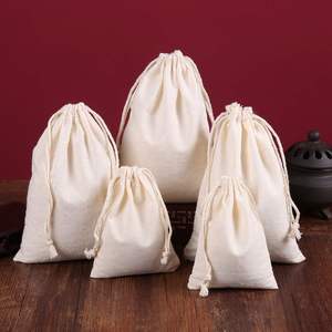 Promotional Recyclable Thin Organic Cotton <b>Drawstring</b> <b>Bag</b>-Custom Logo for Hair Accessories Belts & Ties - Product Image 1