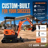 Miniexcavadora KAISAN de 2 y 3 Toneladas con Motor Kubota Diésel, Control Piloto y Cabina Cerrada para Construcción Profesional