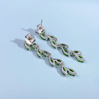 Boucles d'oreilles pendantes artisanales en diopside chromé naturel, argent sterling S925, pour femme, bijoux fins, cadeau d'anniversaire, pierre de naissance de mai