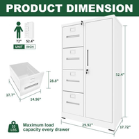 Armoire de rangement en acier à quatre tiroirs et une seule porte avec serrure, design moderne et mobile, pour appartement et bureau