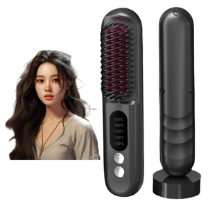 Rechargeable Cordless Hot Comb Hair Straightener <b>Brush</b> - Product Image 1