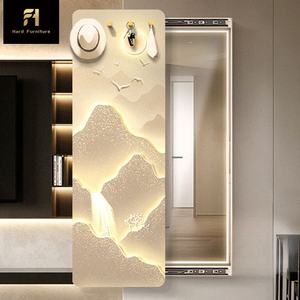 Miroir mural coulissant de style européen, haut de gamme, doré, avec éclairage LED, pour salon, miroir de toilette dissimulé pour la <span class=keywords><strong>maison</strong></span> - Product Image 2