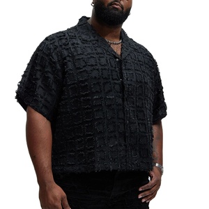 <span class=keywords><strong>Camicia</strong></span> Estiva <span class=keywords><strong>Nera</strong></span> a Quadri per <span class=keywords><strong>Uomo</strong></span> Taglie Forti, Manica Corta, Vestibilità Ampia, Scollo a V con Bottoni - Product Image 3