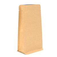 Sac d'emballage pour café en papier kraft écologique de 250 g avec logo personnalisé imprimé, fond plat, fermeture éclair et valve