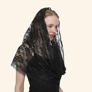 YOMO blanc mariage Cape dames dentelle châle foulards musulman Hijab mantilles de mariée pour église voile <span class=keywords><strong>catholique</strong></span> - Product Image 2