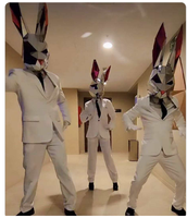 Costume de lapin géométrique blanc, ensemble complet pour spectacle, idéal pour bars, centres commerciaux, défilés, mariages et spectacles en direct