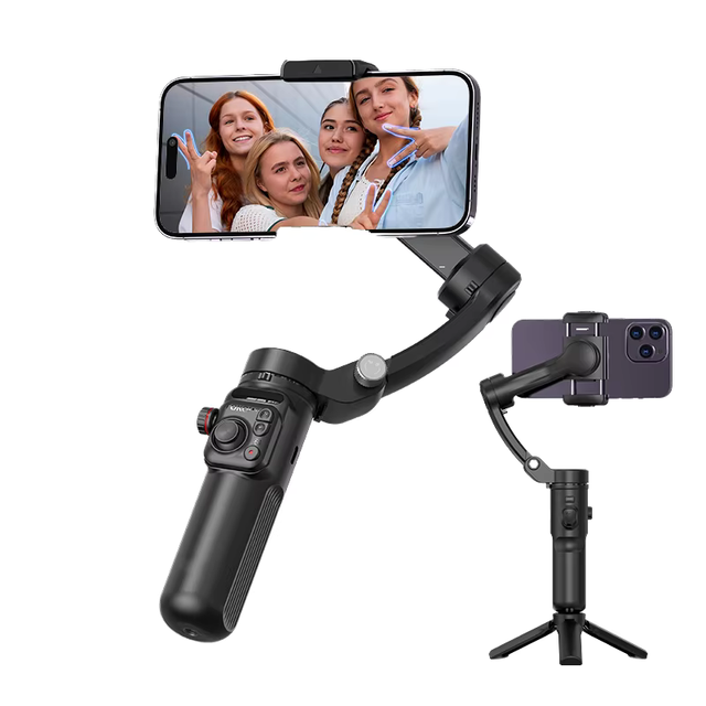 Phone Stabilizer with Detachable Remote Control Portable 360 Tripod 3 Axis Ai Gimbal Stabilizer for iPhone Android Vlogging