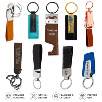 Porte-clés promotionnels personnalisés avec logo, porte-clés en métal et cuir PU, cadeaux personnalisés