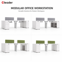 Poste de travail moderne pour 4 personnes, avec structure tubulaire en acier, banc de bureau, écran de séparation en tissu acoustique, OEM