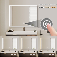 Miroir LED pour salle de bain avec cadre en aluminium certifié CE, capteur tactile, fonction anti-buée, pour usage résidentiel et hôtelier