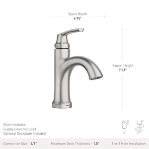 Wellton Spot Resist Gebürstetes Nickel Einloch-Einhebel-Duschset Badezimmerarmatur Optional mit Deckplatten-Ablaufgarnitur - Product Image 4