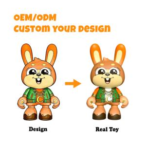 Özel 3D Tavşan Figürü 2D Tasarımından Vinil Oyuncak Üretim Fabrikasına El Sanatları Dekorasyonu - Product Image 1