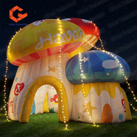 Décoration gonflable personnalisée en forme de maison champignon avec lumières LED, abri événementiel géant gonflable en forme de champignon pour stand de scène