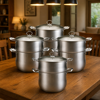 Casserole de cuisine écologique non toxique en acier inoxydable avec base multicouche encapsulée et couvercle en verre trempé
