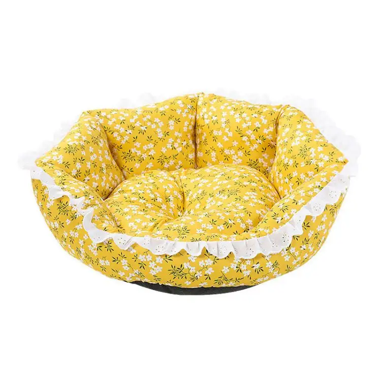 Breathable yellow floral lace border dog bed furniture bedroom sets beds