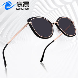 Gafas de Sol Metálicas Conchen con Marco Negro, Lentes de PC con Protección UV400, Diseño Ojo de Gato, Unisex, para Viajes y Conducción - Product Image 3