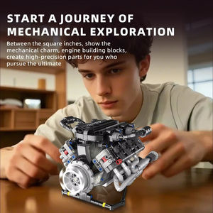 V8 motor araba modeli yapı taşları 1:24 ölçekli plastik mekanik Set Boys için K96206 oyuncak ile uyumlu - Product Image 4