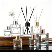 Flacon diffuseur de parfum vide de luxe 50ml 100ml 150ml 200ml 250ml 500ml avec bouchon en caoutchouc, cube transparent, couleur personnalisée