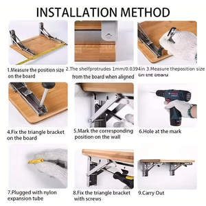カスタムホルダー三角形収納テーブルアングルブラックサポート見えない隠し頑丈な金属棚ホーム家具取り付けブラケット - Product Image 6