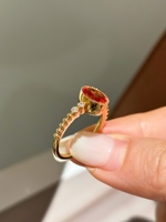 Bague en or avec pierre précieuse ovale Fanta Orange de culture, sertie clos, bijoux fins, personnalisable OEM ODM, vente en gros