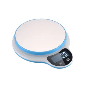 Nouvel Arrivage Smart USB Charge Touches Tactiles Jaune Bleu Blanc 5kg LED Balance Alimentaire pour la Nourriture