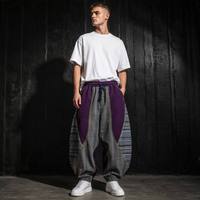 Pantalon cargo streetwear pour homme, coupe large, patchwork à carreaux, surpiqûres incurvées, cordon de serrage, personnalisable ODM, 100% coton, taille mi-haute