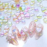 Nail Charm Candy Color Heart Shape Rhinestone Nails Art Decor 3D Aurora Heart Manucure Accessoires