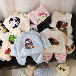 Conjunto Infantil Cálido de Nuevo Estilo para Otoño/Invierno, Ropa de Dormir Gruesa para Niñas con Forro Polar de Lana, <span class=keywords><strong>Pijama</strong></span> de Bebé con Dibujos Animados de Animales - Product Image 1