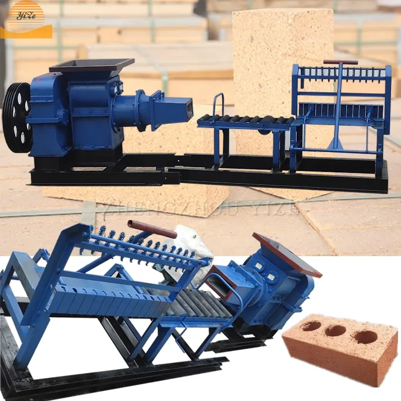 สูญญากาศ Interlock Solid Fire Clay เตาเผาอิฐ Extruder Manual Red Earth โคลนดินอิฐทำเครื่องจักร